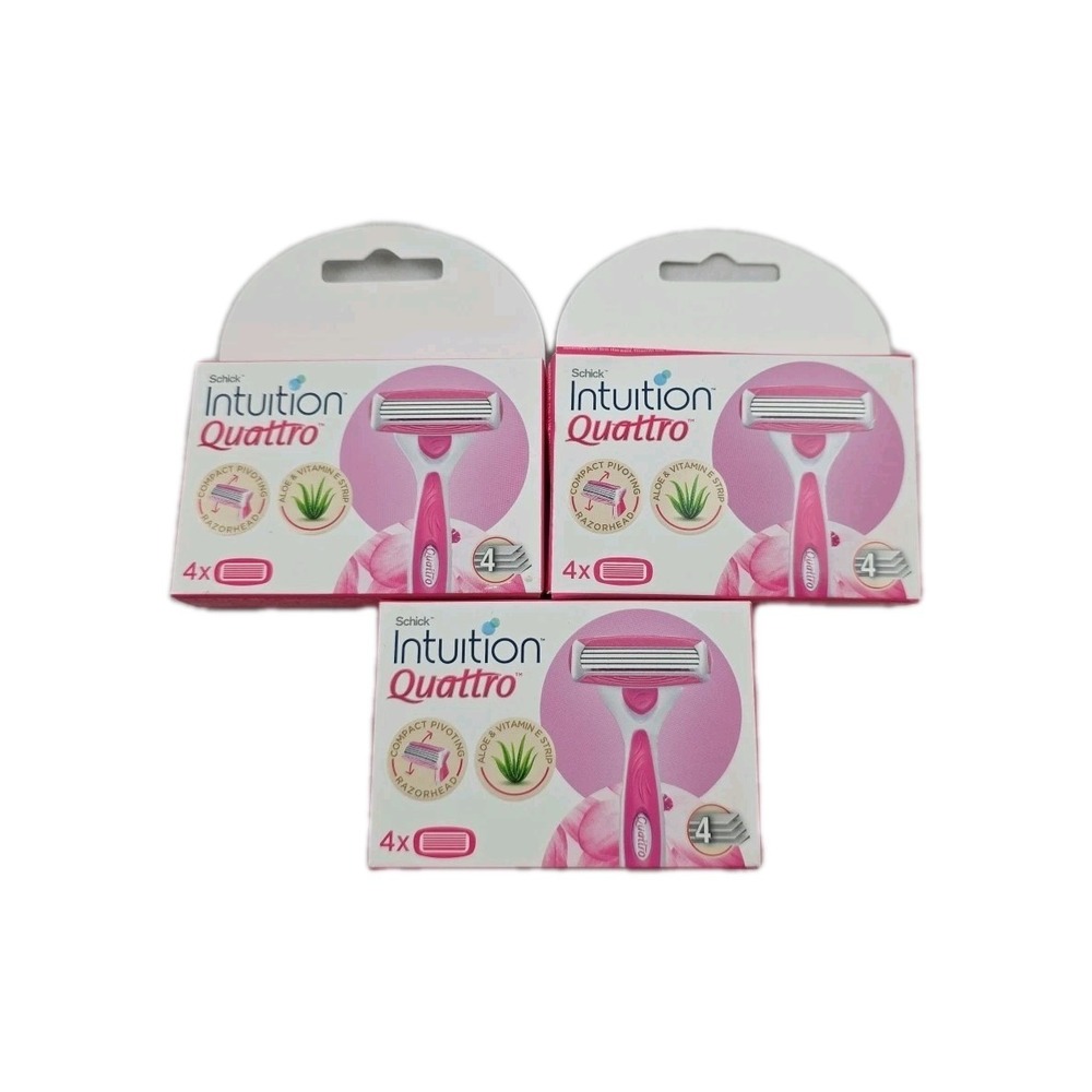 Schick Intuition Quattro 12 Razor Head Replacements 3 Boxes Of 4 Heads